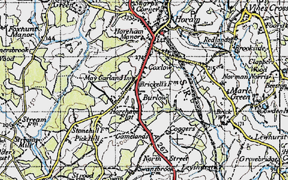Old map of Burlow in 1940