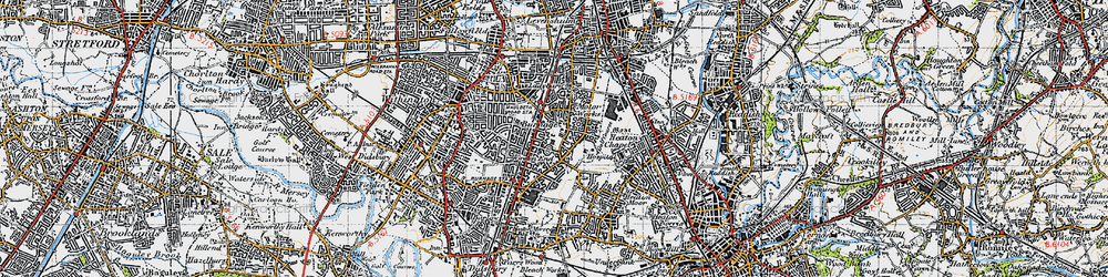 Old map of Burnage in 1947