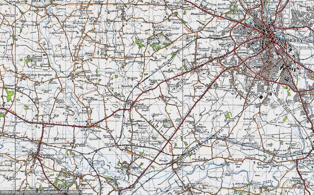 Old Map of Burnaston, 1946 in 1946