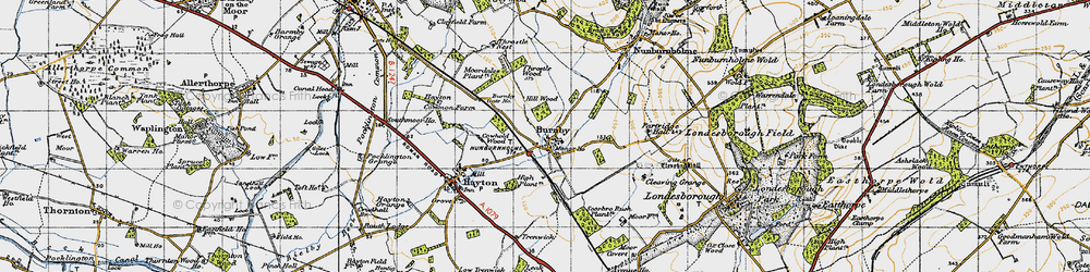 Old map of Burnby Gate Ho in 1947