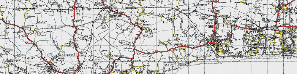 Old map of Burndell in 1945