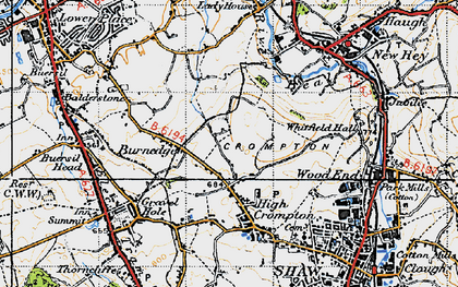 Old map of Burnedge in 1947