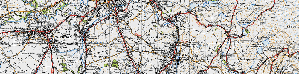 Old map of Burnedge in 1947