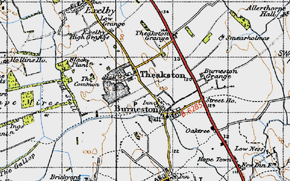 Old map of Burneston Grange in 1947