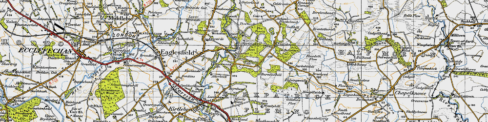 Old map of Burnfoothill in 1947