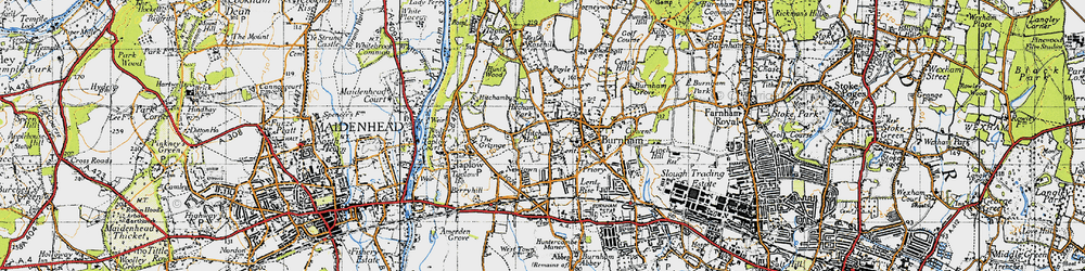 Old map of Burnham in 1945