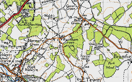 Old map of Burnham Green in 1946