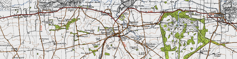Old map of Burnham Market in 1946