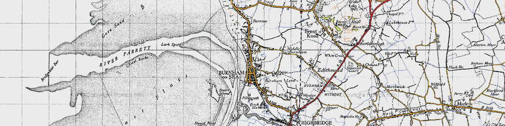 Old map of Burnham-on-Sea in 1946