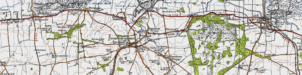 Old map of Burnham Overy Town in 1946
