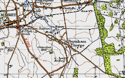Old map of Burnham Thorpe in 1946