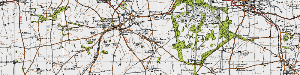 Old map of Burnham Thorpe in 1946