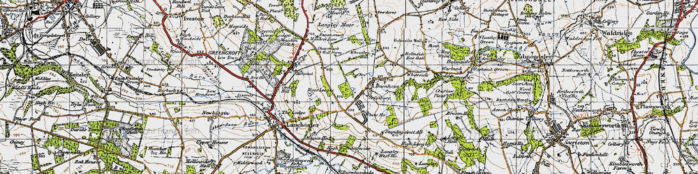 Old map of Burnhope in 1947