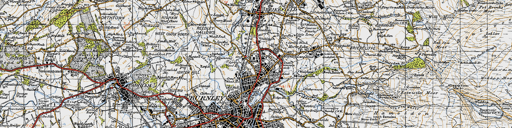 Old map of Burnley Lane in 1947