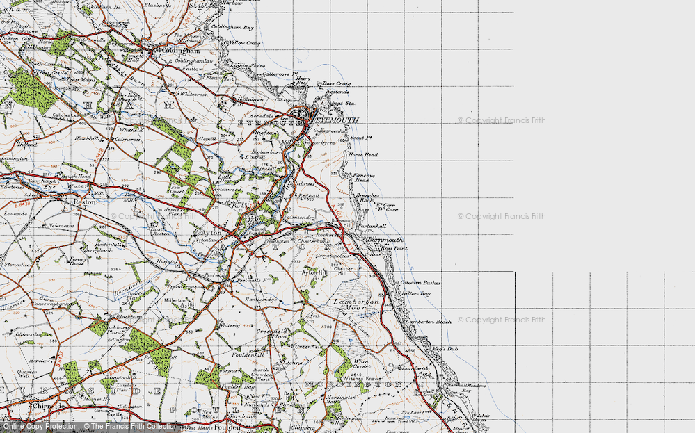 Old Map of Historic Map covering Burnmouth Hill in 1947