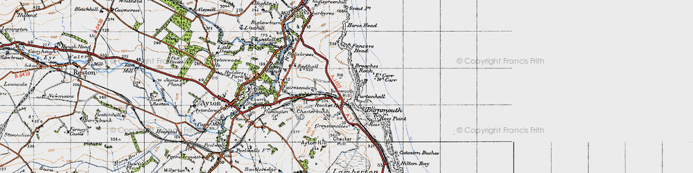 Old map of Burnmouth Hill in 1947