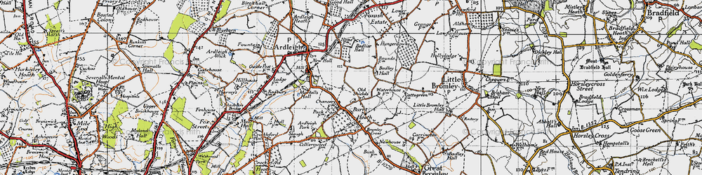 Old map of Burnt Heath in 1945