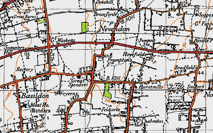 Old map of Burnt Mills in 1945