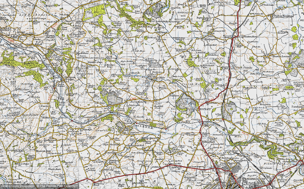 Old Map of Burnt Yates, 1947 in 1947