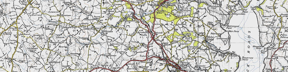 Old map of Burnthouse in 1946