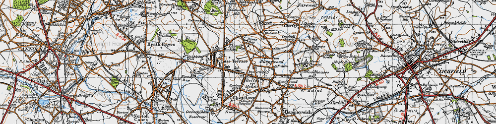 Old map of Burntwood in 1946