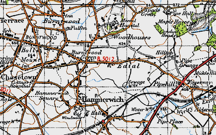 Old map of Burntwood Green in 1946