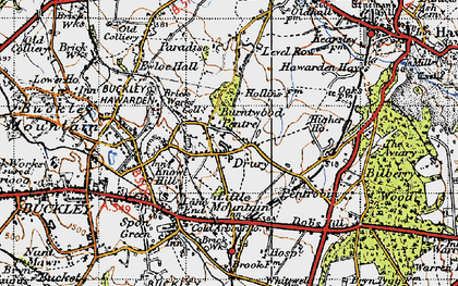 Old map of Burntwood Pentre in 1947