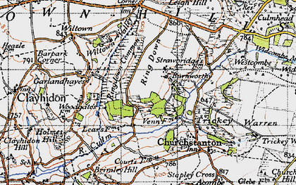 Old map of Burnworthy in 1946