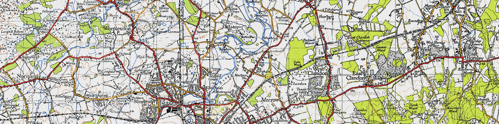 Old map of Burpham in 1940