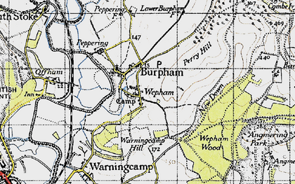 Old map of Burpham High Barn in 1940