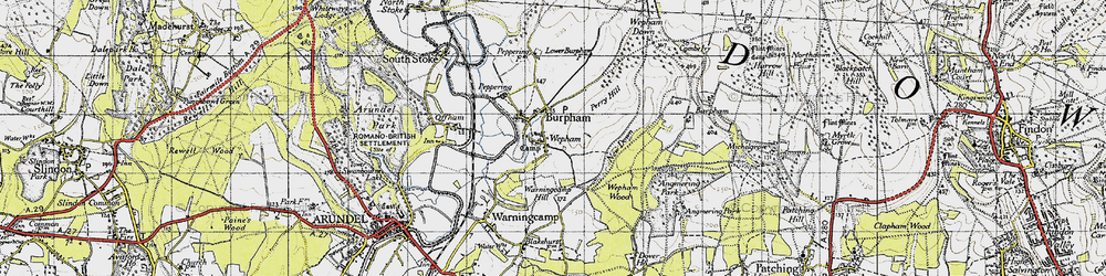 Old map of Burpham in 1940