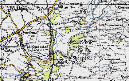 Old map of Leather Tor in 1946