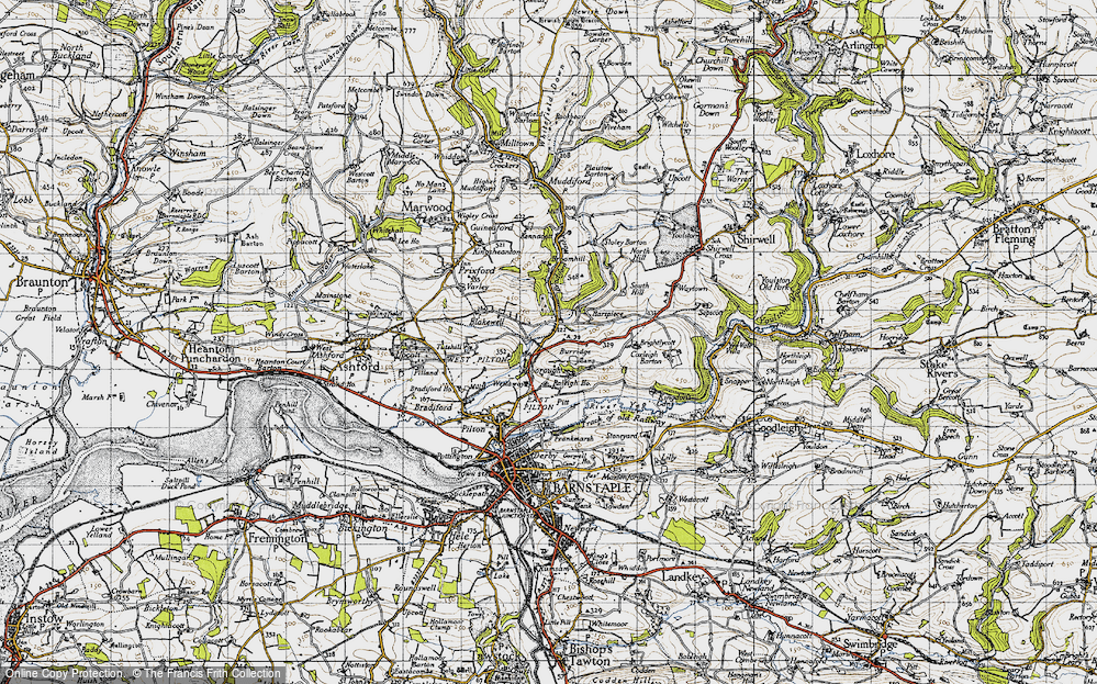 Old Map of Historic Map covering Roborough in 1946