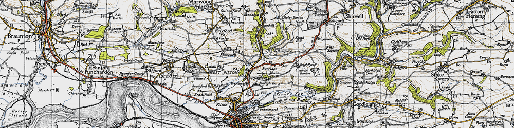 Old map of Roborough in 1946