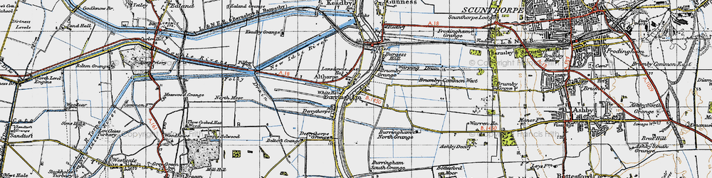 Old map of Burringham in 1947