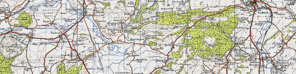 Old map of Burrington Common in 1947