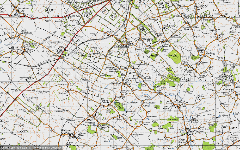Old Map of Historic Map covering Brinkley Wood in 1946