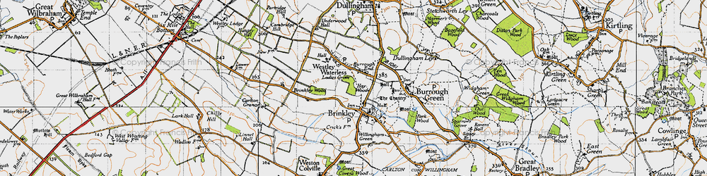 Old map of Burrough End in 1946