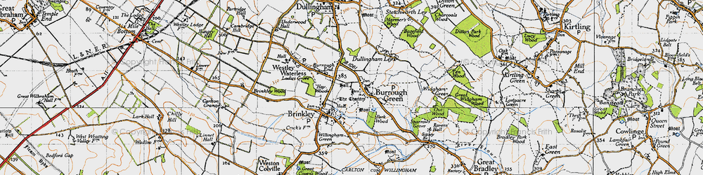 Old map of Burrough Green in 1946