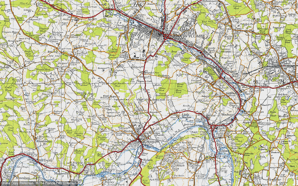 Old Map of Historic Map covering Burroughs Grove Hill in 1947