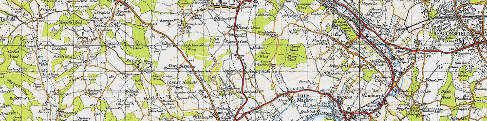 Old map of Burroughs Grove Hill in 1947