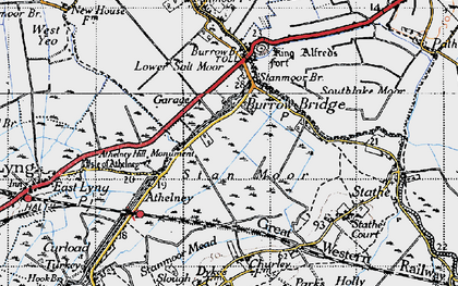 Old map of Burrow Mump in 1945