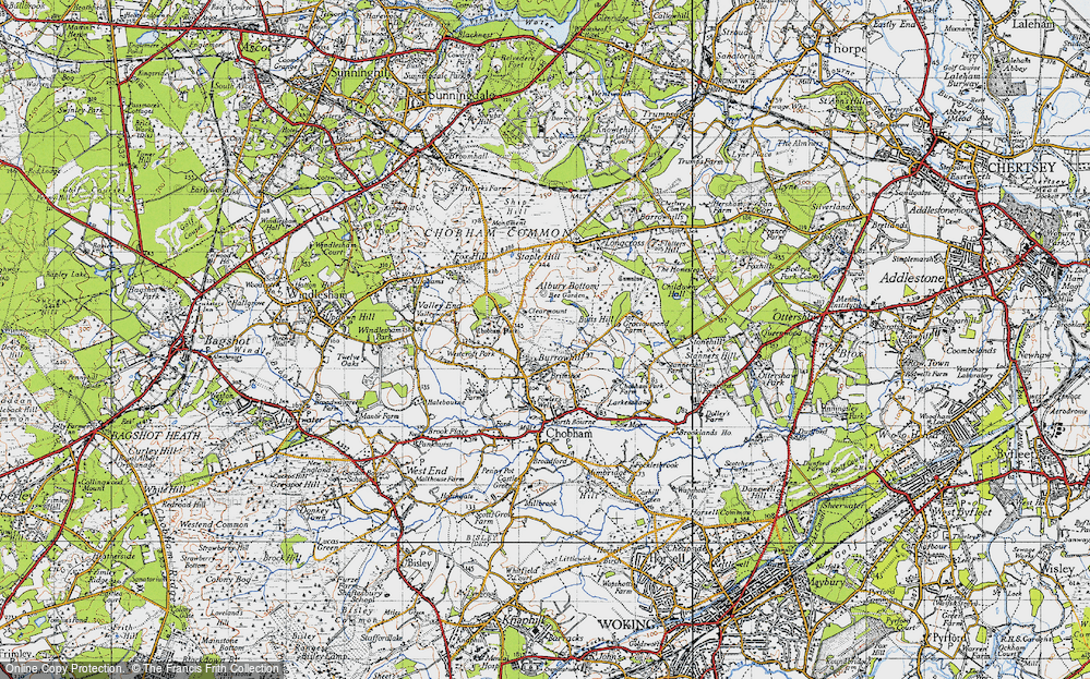 Old Map of Historic Map covering Albury Bottom in 1940