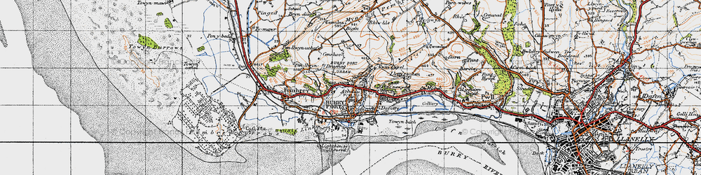 Old map of Burry Port in 1946