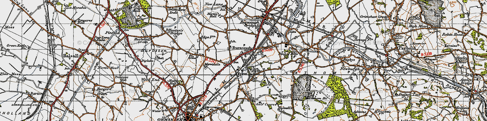 Old map of Burscough in 1947