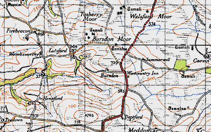 Old map of Bursdon Moor in 1946