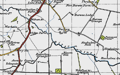 Old map of Bursea in 1947