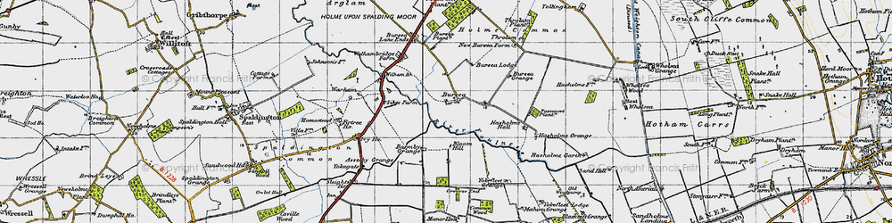 Old map of Bursea Lodge in 1947