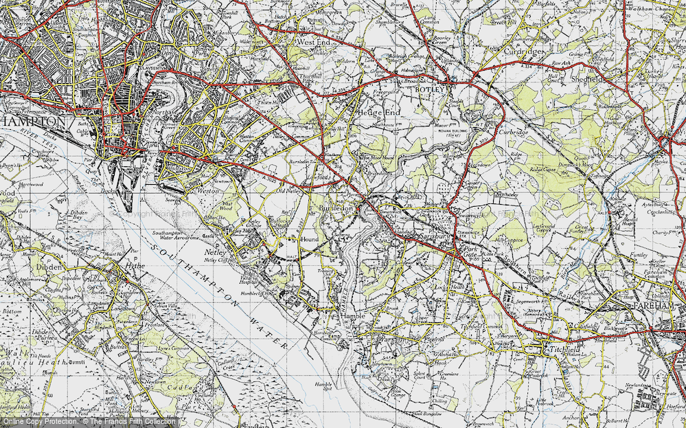 Old Map of Bursledon, 1945 in 1945