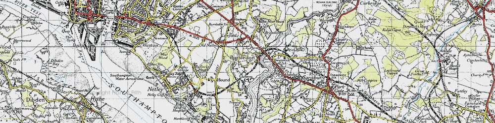 Old map of Bursledon in 1945